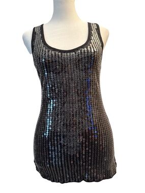 Almost Famous Black Sequin Scoop Neck Tank